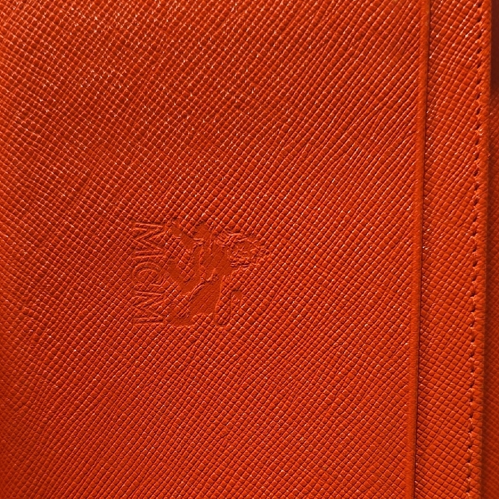 MCM Orange Saffiano Leather Flap Wallet with Gold Accents - Picture 9 of 13
